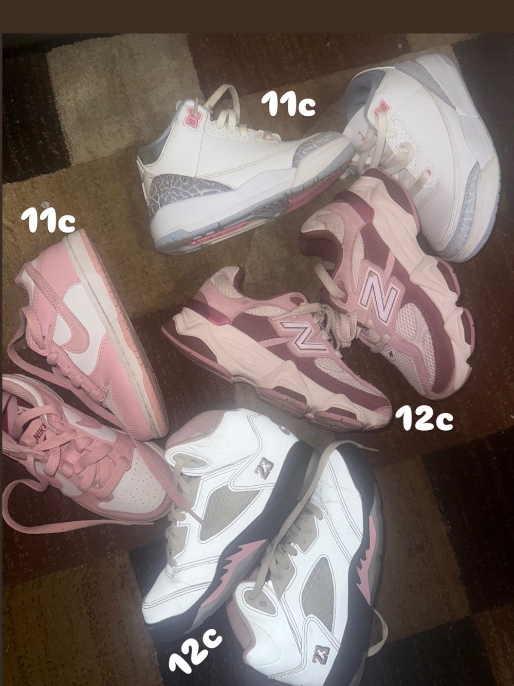 New Balance Kids Pink and White Athletic Sneakers